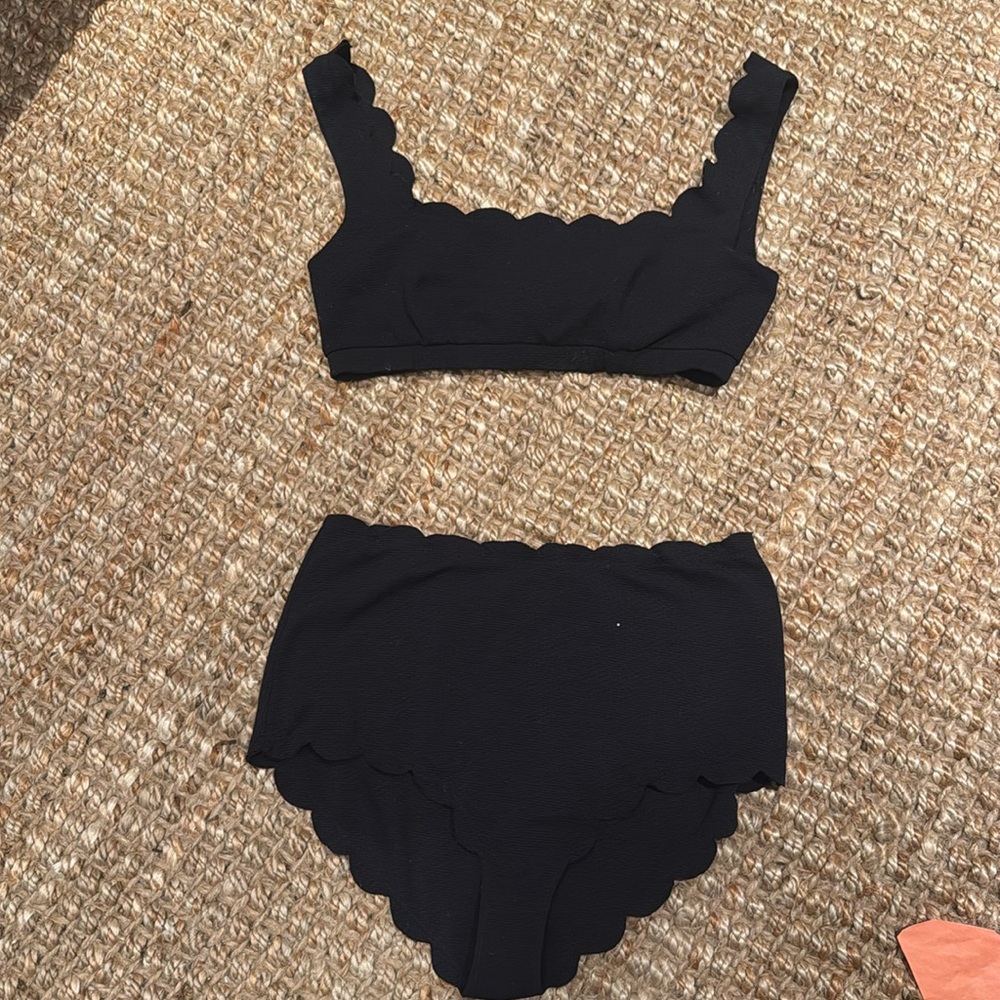 Marysia Swim Black Scalloped High Rise Bikini - L